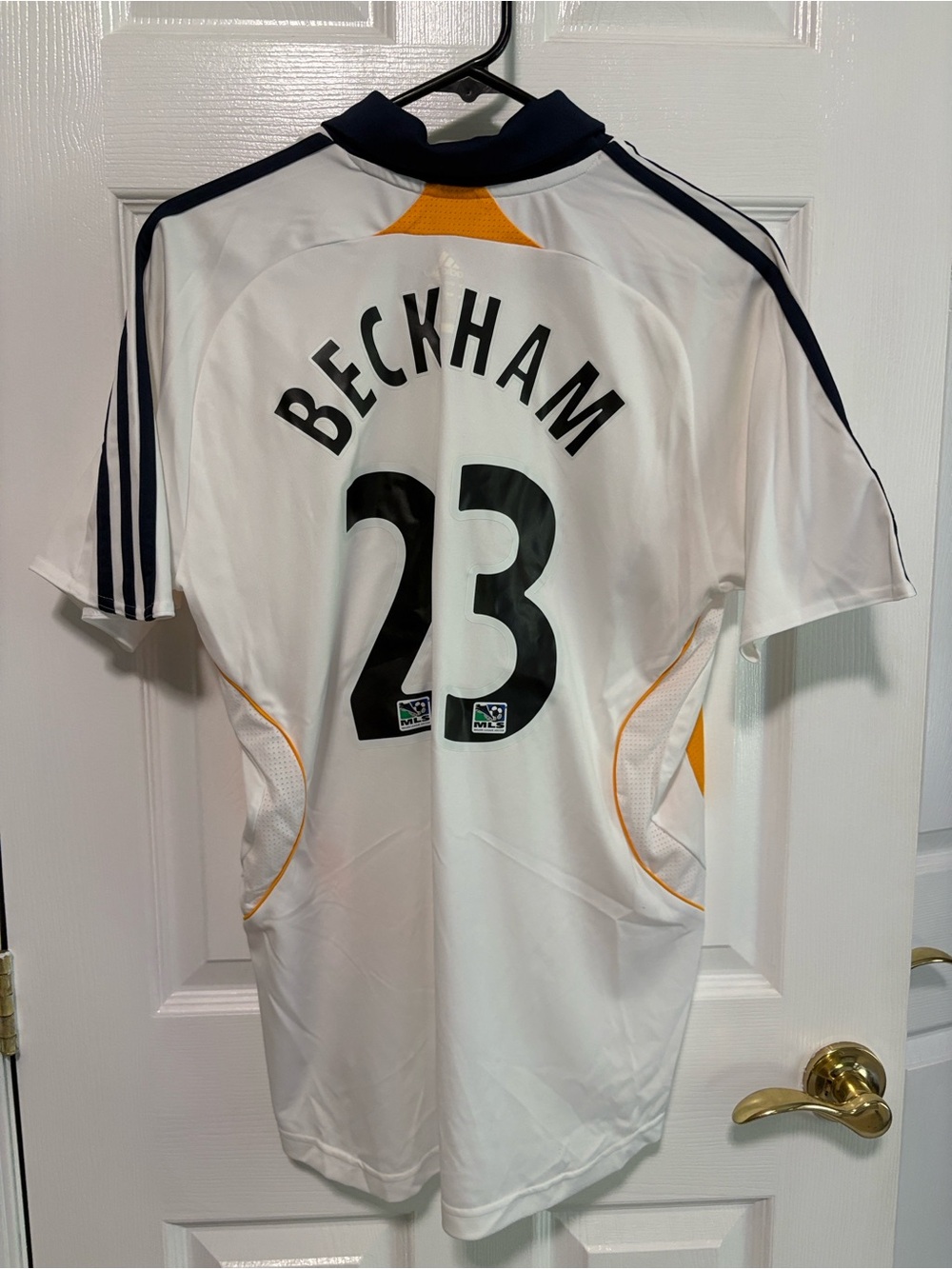 Beckham adidas White and Gold LA Galaxy Home Jersey